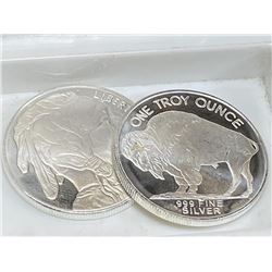 (2) 1 oz. Buffalo Design Silver Rounds