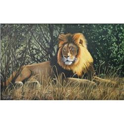 Artist’s Original Painting ‘Male lion in the Grass’