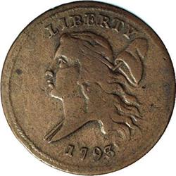 1793 1/2 C C-4, B-4, R.3 VG10 Uncertified. Die State 1 1793[1/2 C] C-4, B-4, R.3. Die State 2. VF20 