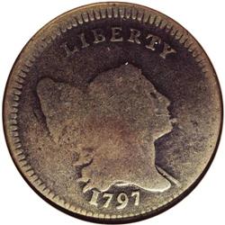 1797 1/2 C Plain Edge. C-3a, B-3c, R.3 AG3 Uncertified 1797[1/2 C] Plain Edge. C-3a, B-3c, R.3. Die 