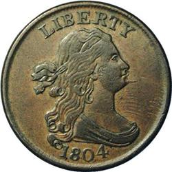 1804 Spiked Chin. C-5, B-4, R.4 VF30 Uncertified. Die S 1804[1/2 C] Spiked Chin. C-5, B-4, High R.3.