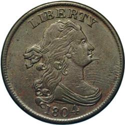 1804 Spiked Chin. C-6, B-6, R.2 VF35 Uncertified. Die S 1804[1/2 C] Spiked Chin. C-6, B-6, R.2. Die 