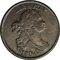 1804 1/2 C Spiked Chin. C-6, B-6, R.2 XF40 Uncertified 1804[1/2 C] Spiked Chin. C-6, B-6, R.2. Die S