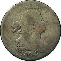 1804 1/2 C Spiked Chin. C-7, B-5, R.4 Good 4 Uncertifi 1804[1/2 C] Spiked Chin. C-7, B-5, R.4. Die S
