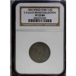 1804 1/2 C Spiked Chin. C-8, B-7, R.1 Fine 12 Uncertif 1804[1/2 C] Spiked Chin. C-8, B-7, R.1. Die S