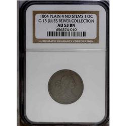 1804 1/2 C Plain 4, No Stems. C-13, B-10, R.1 VF30 Unc 1804[1/2 C] Plain 4, No Stems. C-13, B-10, R.