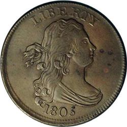 1805 1/2 C Medium 5, No Stems. C-1, B-1, R.2 XF45 Unce 1805[1/2 C] Medium 5, No Stems. C-1, B-1, Low