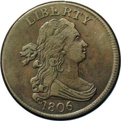 1806 1/2 C Small 6, With Stems. C-2, B-1, R.4 VF20 Unc 1806[1/2 C] Small 6, With Stems. C-2, B-1, Lo