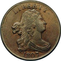 1807 1/2 C C-1, B-1, R.1 AU50 Uncertified. Die State 3 1807[1/2 C] C-1, B-1, R.1. Die State 3--Impro