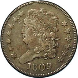 1809 1/2 C Normal Date. C-1, B-2, R.5 VF20 Uncertified 1809[1/2 C] Normal Date. C-1, B-2, Low R.5. D
