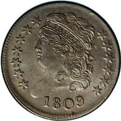 1809 1/2 C Normal Date. C-6, B-6, R.1 MS60. Die State 1809[1/2 C] Normal Date. C-6, B-6, R.1. Die St