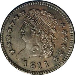 1811 1/2 C C-1, B-1, R.4 VF35 Uncertified. Die State 1 1811[1/2 C] C-1, B-1, Low R.4. Die State 1--E