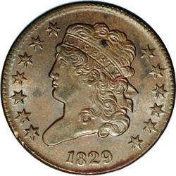 1829 1/2 C C-1, B-1, R.1 AU55 Uncertified. Die State 2 1829[1/2 C] C-1, B-1, R.1. Die State 2. MS62 