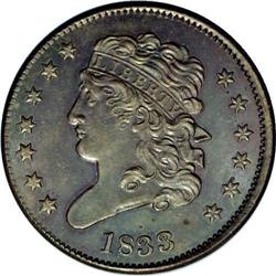 1833 1/2 C C-1, B-1, R.1 MS65. Die State 1. Large date 1833[1/2 C] C-1, B-1, R.1. Die State 1. MS65 