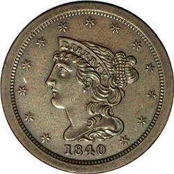 1840 1/2 C Original. B-1, R.6 PR60. Small date; Large 1840[1/2 C] Original. PO-1, B-1, R.6. PR63 Bro