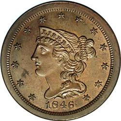 1846 1/2 C Original. B-1, R.6 PR63. Small date; Large 1846[1/2 C] Original. PO-7, B-1, R.6. PR64 Bro