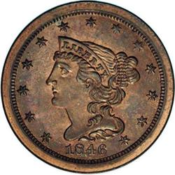 1846 1/2 C Second Restrike. B-3, R.6 PR65. Small date; 1846[1/2 C] Second Restrike. SR-23, B-3, R.6.