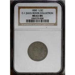 1850 1/2 C C-1, B-1, R.2 AU50 Uncertified. Die State 1 1850[1/2 C] C-1, B-1, R.2. Die State 1. MS61 