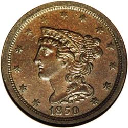 1850 1/2 C C-1, B-1, R.2 AU50 Uncertified. Die State 1 1850[1/2 C] C-1, B-1, R.2. Die State 1. MS62 