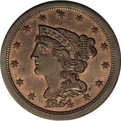 1854 1/2 C C-1, B-2, R.3 MS63. Die State 2. Small date 1854[1/2 C] C-1, B-2, R.3. Die State 2. MS65 