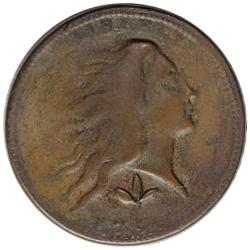 1793 1C Wreath Cent--Vine and Bars-- VF20. VG8 EAC. Ex 1793[1C] Wreath Cent--Vine and Bars--S-7, B-8