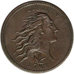 1793 1C Wreath Cent--Vine and Bars--S-8, B-13, Low R.3 1793[1C] Wreath Cent--Vine and Bars--S-8, B-1