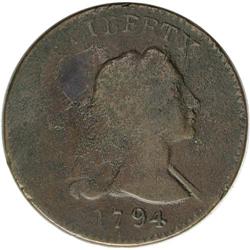 1794 1C Head of 1793. S-17a, B-1a, Low R.5. VF Details 1794[1C] Head of 1793. S-17a, B-1a, Low R.5--