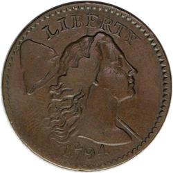 1794 1C Head of 1794. S-49, B-41, R.2. XF40 NGC. VF25 1794[1C] Head of 1794. S-49, B-41, R.2. XF40 N
