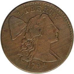 1794 1C Head of 1794. S-55, B-47, R.2. XF45 NGC. VF20 1794[1C] Head of 1794. S-55, B-47, R.2. XF45 N
