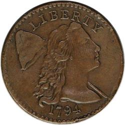 1794 1C Head of 1794. S-57, B-55, R.1. AU50 NGC. VF30 1794[1C] Head of 1794. S-57, B-55, R.1. AU50 N