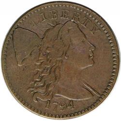 1794 1C Head of 1794. S-61, B-53, R.4. XF45 NGC. VF25 1794[1C] Head of 1794. S-61, B-53, R.4. XF45 N