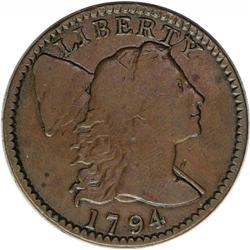 1794 1C Head of 1795. S-72, B-65, High R.2. VF20 NGC. 1794[1C] Head of 1795. S-72, B-65, High R.2. V