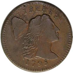 1795 1C Plain Edge. S-76b, B-4b, R.1--Obverse Scratche 1795[1C] Plain Edge. S-76b, B-4b, R.1--Obvers