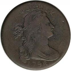 1796 1C Draped Bust, Reverse of 1797. S-94, High R.5-- 1796[1C] Draped Bust, Reverse of 1797. S-94, 