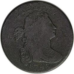 1796 1C Draped Bust, Reverse of 1796. S-95. High R.5-- 1796[1C] Draped Bust, Reverse of 1796. S-95, 