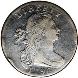 1871 3CS MS63 NGC. Warmly and attractively toned in in 1796[1C] Draped Bust, Reverse of 1796 S-96, B