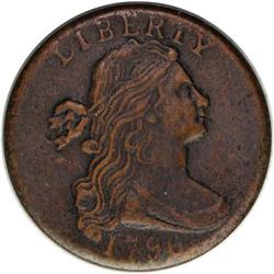1796 1C Draped Bust, Reverse of 1797. NC-3, B-33, R.6. 1796[1C] Draped Bust, Reverse of 1797. NC-3, 