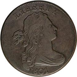 1801 1C S-215, B-4, High R.4. VF35 NGC. VF20 EAC. This 1801[1C] S-215, B-4, High R.4. VF35 NGC. VF20