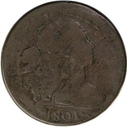 1801 1C S-217, B-7, R.6--Obverse Damage--NCS. VG Detai 1801[1C] S-217, B-7, R.6--Obverse Damage--NCS