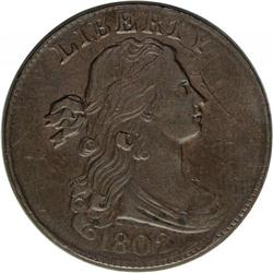 1802 1C No Stems. S-231, B-9, R.1. AU50 NGC. VF30 EAC. 1802[1C] No Stems. S-231, B-9, R.1. AU50 NGC.