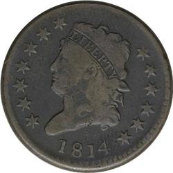 1814 1C Plain 4. S-295, B-2, R.1--Corroded--NCS. VG De 1814[1C] Plain 4. S-295, B-2, R.1--Corroded--