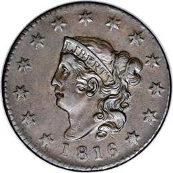1816 1C AU55 NGC. N-7, R.1. An intermediate die state 1816[1C] N-7, R.1. AU55 NGC. VF35 EAC.