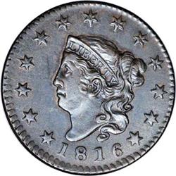 1816 1C AU58 NGC. N-9, Low R.3. This intermediate die 1816[1C] N-9, Low R.3. AU58 NGC. XF45 EAC.