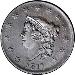 1817 1C 13 Stars. N-1, R.4. AU55 NGC. XF40 EAC A late 1817[1C] 13 Stars. N-1, R.4. AU55 NGC. XF40 EA