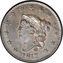 1817 1C 13 Stars. N-2, R.3. AU55 NGC. VF35 EAC. An ea 1817[1C] 13 Stars. N-2, R.3. AU55 NGC. VF35 EA