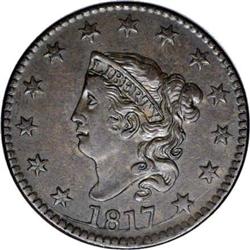 1817 1C 13 Stars. N-4, R.3. AU53 NGC. VF30 EAC. This i 1817[1C] 13 Stars. N-4, R.3. AU53 NGC. VF30 E