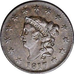 1817 1C 13 Stars. N-5, R.3. AU58 NGC. XF45 EAC. A late 1817[1C] 13 Stars. N-5, R.3. AU58 NGC. XF45 E