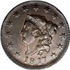 Image 1 : 1817 1C 13 Stars AU58 NGC. N-9, R.2. Medium brown with 1817[1C] 13 Stars. N-9, R.2. AU58 NGC. AU50 E