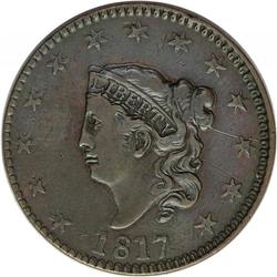 1817 1C 13 Stars--Obverse Scratched--NCS. VF Details. 1817[1C] 13 Stars. N-13, R.1--Obverse Scratche