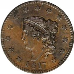 1817 1C 13 Stars AU58 NGC. N-15, R.4. Brown with swipe 1817[1C] 13 Stars. N-15, R.4. AU58 NGC. AU50 